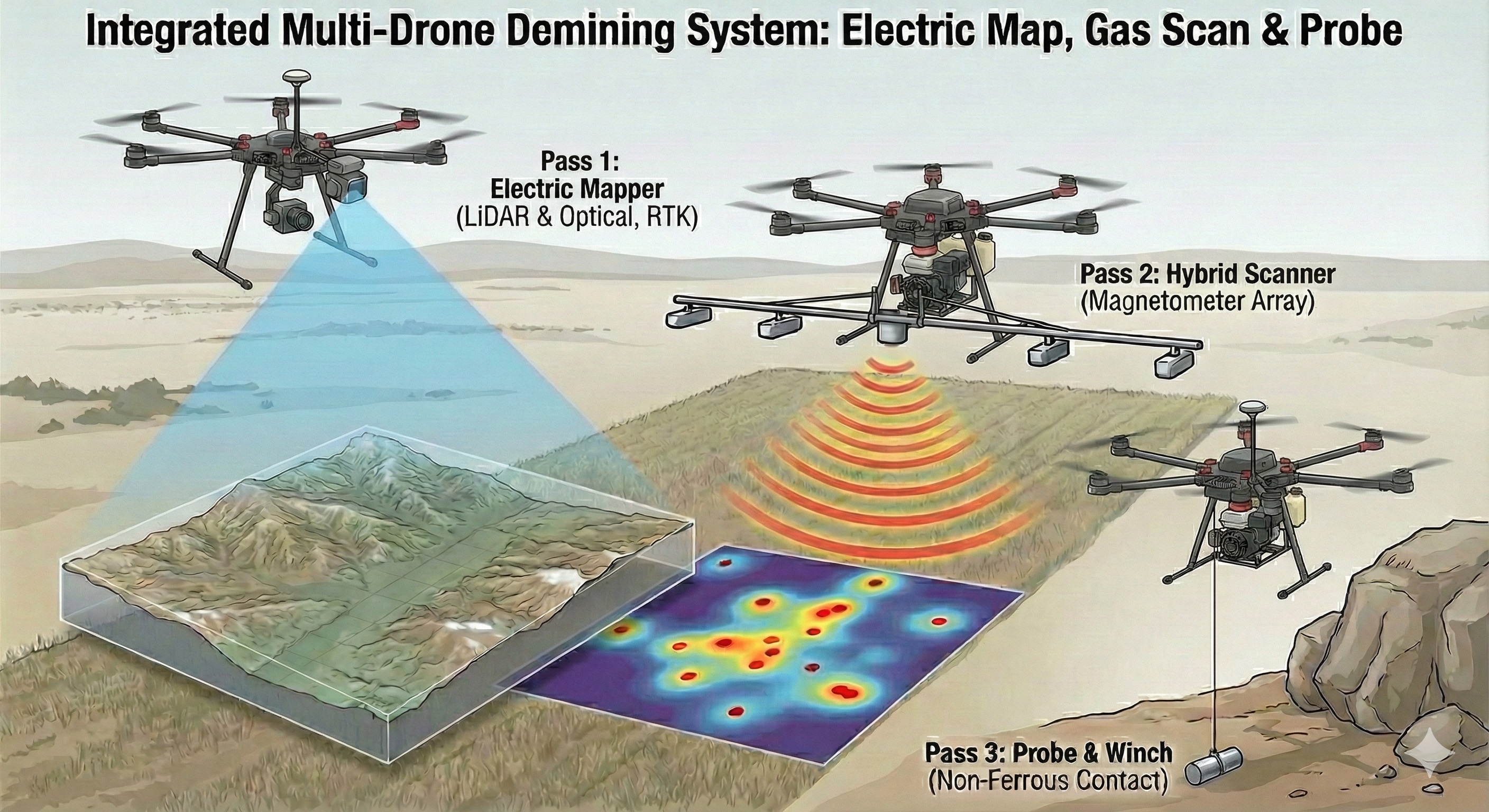 3-Pass Mine Detection Drone